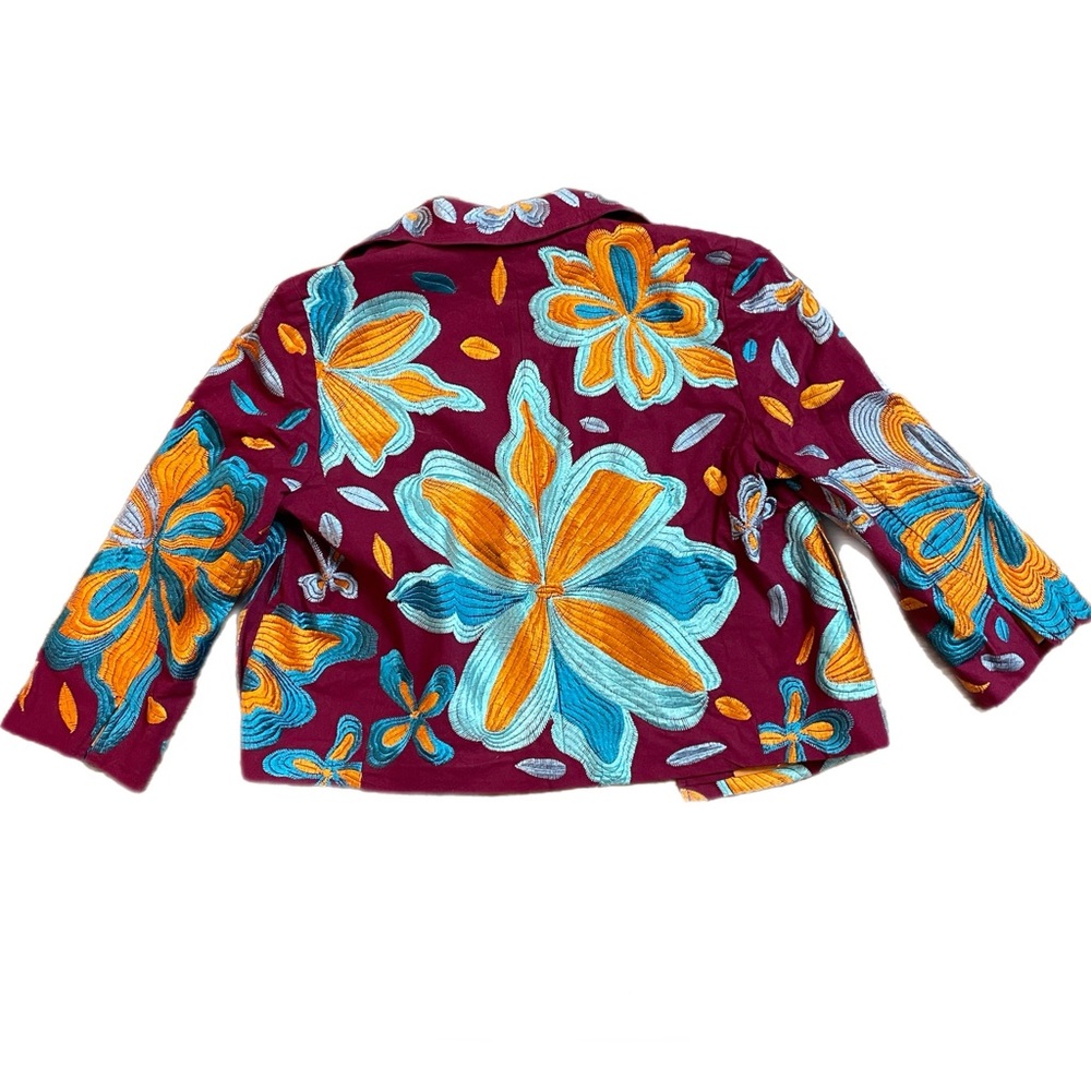 Anthropologie Woodstock Boho Cropped Embroidered Floral Blazer sz XS - Picture 6 of 11